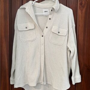 Aerie Off-White Waffle Knit Cardigan